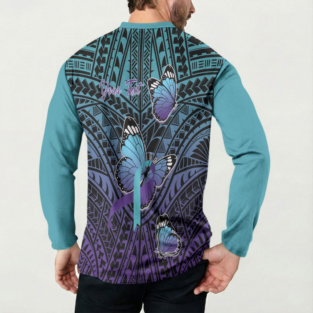 Personalised New Zealand Suicide Prevention Month Button Sweatshirt Maori Mauri Tu Mauri Ora Polynesian Pattern LT22 - Polynesian Pride