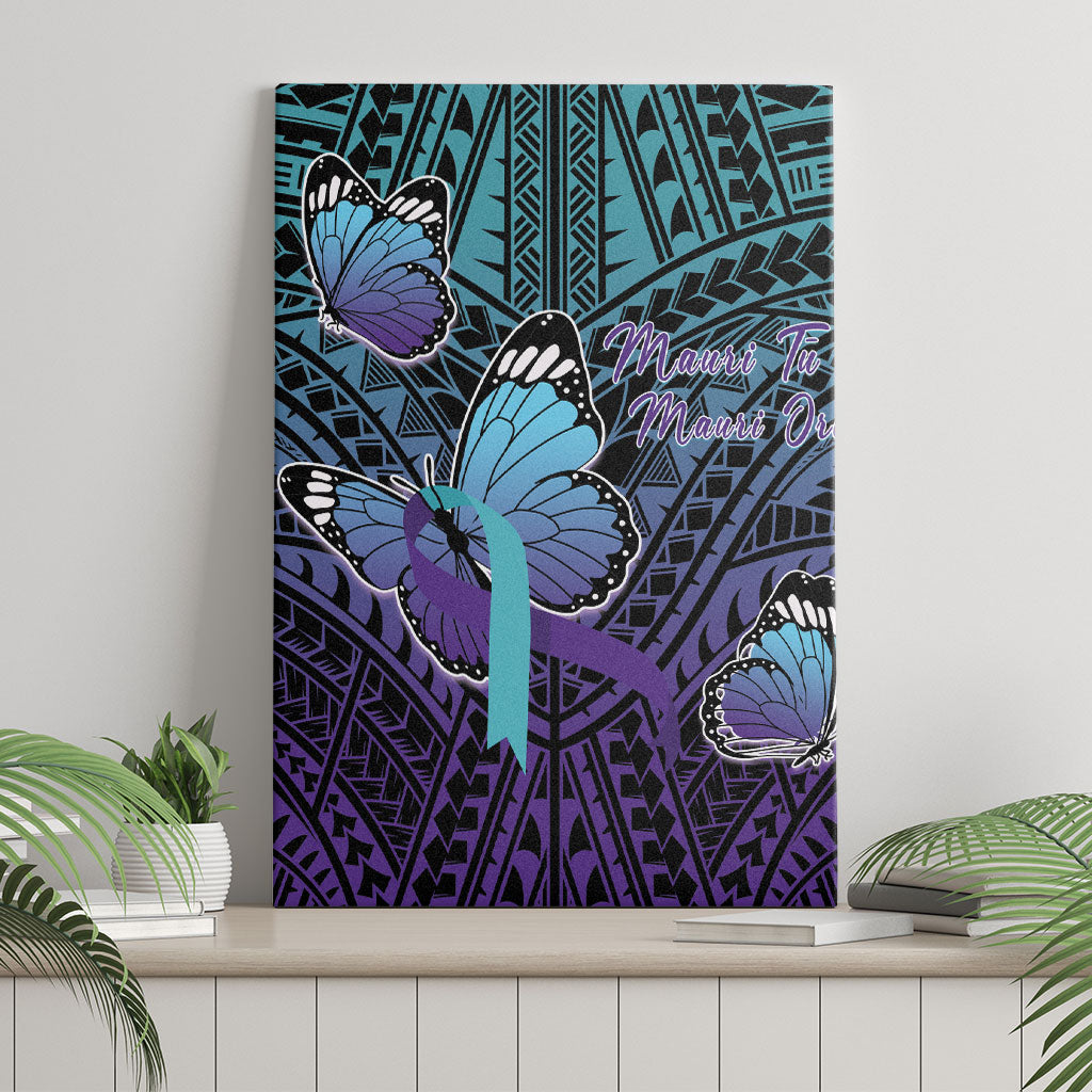 New Zealand Suicide Prevention Month Canvas Wall Art Maori Mauri Tu Mauri Ora Polynesian Pattern LT22 - Polynesian Pride