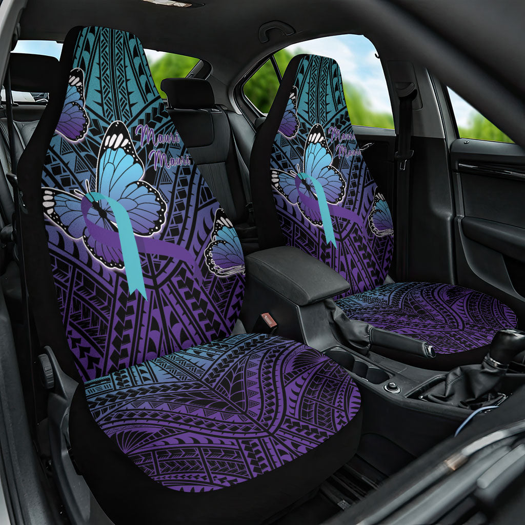 New Zealand Suicide Prevention Month Car Seat Cover Maori Mauri Tu Mauri Ora Polynesian Pattern LT22 One Size Teal - Polynesian Pride