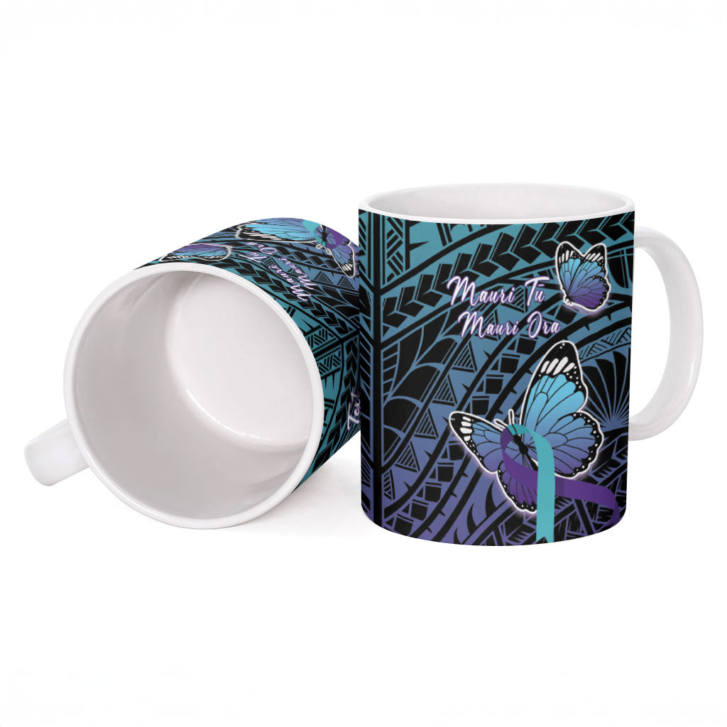 Personalised New Zealand Suicide Prevention Month Ceramic Mug Maori Mauri Tu Mauri Ora Polynesian Pattern LT22 - Polynesian Pride