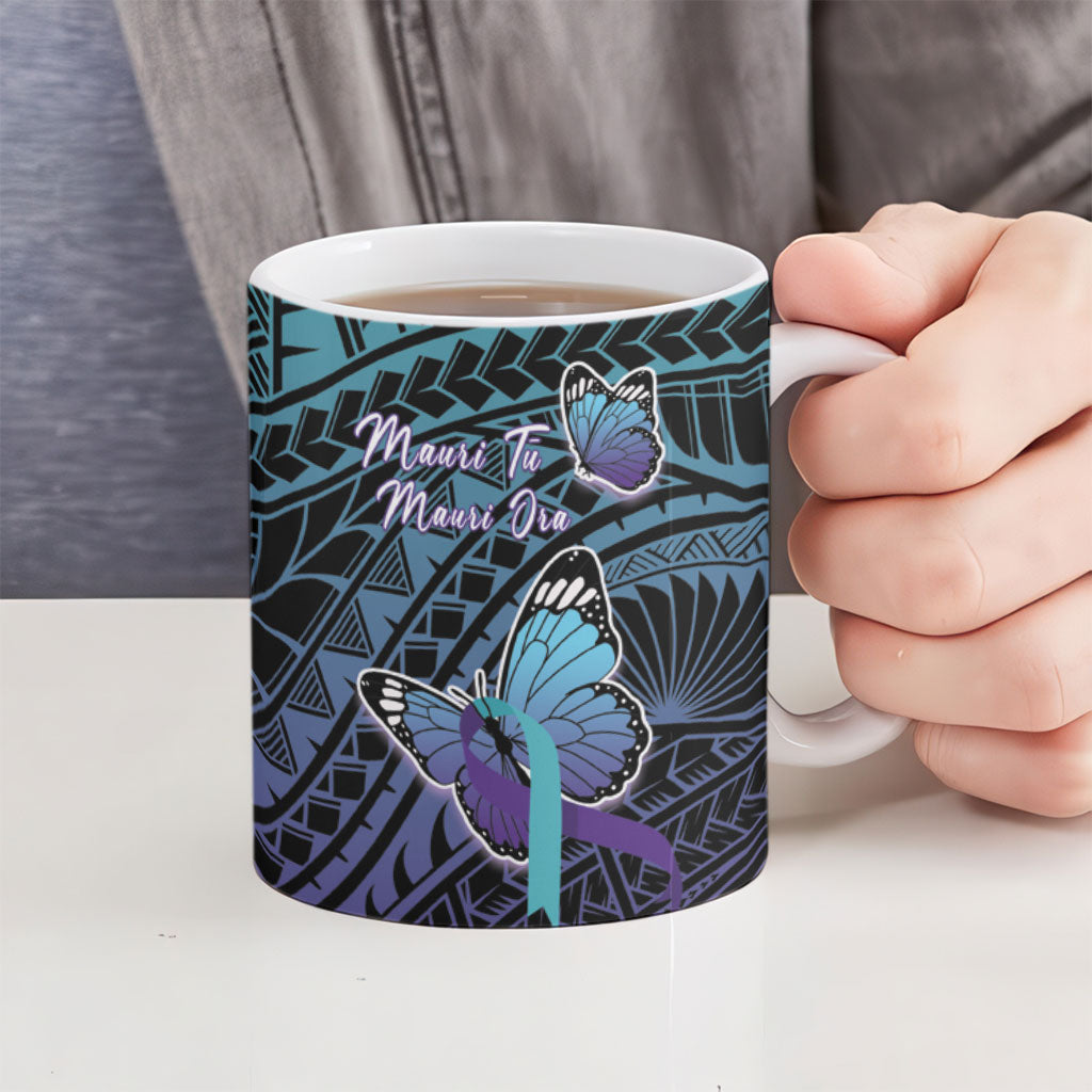 Personalised New Zealand Suicide Prevention Month Ceramic Mug Maori Mauri Tu Mauri Ora Polynesian Pattern LT22 - Polynesian Pride