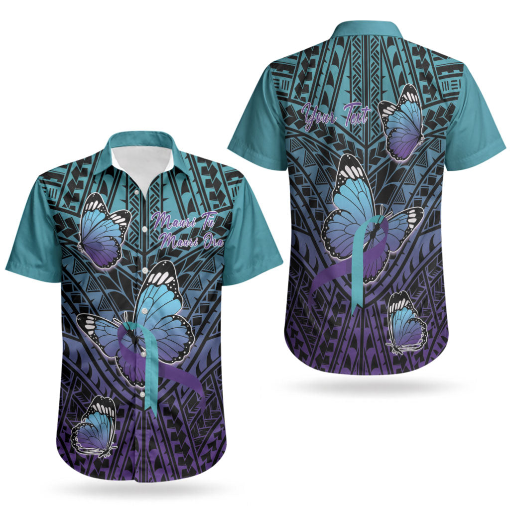 Personalised New Zealand Suicide Prevention Month Couples Matching Puletasi and Hawaiian Shirt Maori Mauri Tu Mauri Ora Polynesian Pattern LT22 - Polynesian Pride