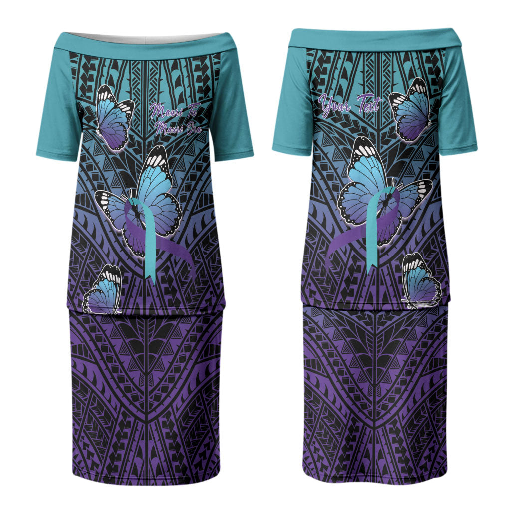 Personalised New Zealand Suicide Prevention Month Couples Matching Puletasi and Hawaiian Shirt Maori Mauri Tu Mauri Ora Polynesian Pattern LT22 - Polynesian Pride