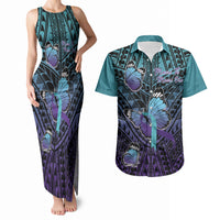 Personalised New Zealand Suicide Prevention Month Couples Matching Tank Maxi Dress and Hawaiian Shirt Maori Mauri Tu Mauri Ora Polynesian Pattern LT22 Teal - Polynesian Pride