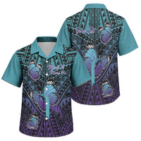 Personalised New Zealand Suicide Prevention Month Family Matching Off Shoulder Maxi Dress and Hawaiian Shirt Maori Mauri Tu Mauri Ora Polynesian Pattern LT22 Son's Shirt Teal - Polynesian Pride