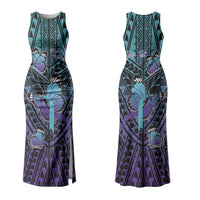 Personalised New Zealand Suicide Prevention Month Family Matching Tank Maxi Dress and Hawaiian Shirt Maori Mauri Tu Mauri Ora Polynesian Pattern LT22 Mom's Dress Teal - Polynesian Pride