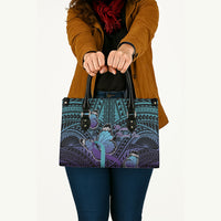New Zealand Suicide Prevention Month Leather Bag Maori Mauri Tu Mauri Ora Polynesian Pattern LT22 - Polynesian Pride