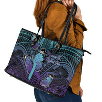 New Zealand Suicide Prevention Month Leather Tote Bag Maori Mauri Tu Mauri Ora Polynesian Pattern LT22 - Polynesian Pride