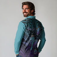 Personalised New Zealand Suicide Prevention Month Long Sleeve Polo Shirt Maori Mauri Tu Mauri Ora Polynesian Pattern LT22 - Polynesian Pride