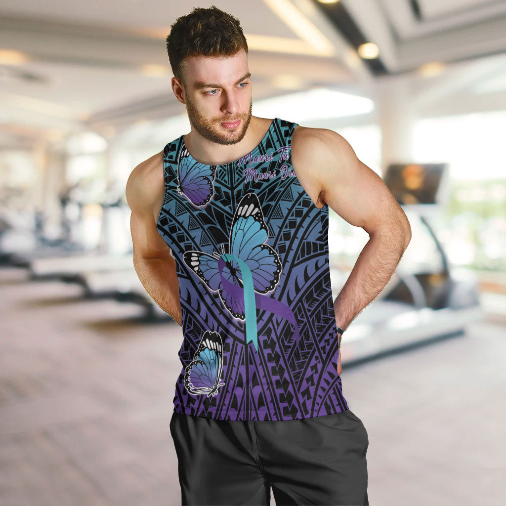Personalised New Zealand Suicide Prevention Month Men Tank Top Maori Mauri Tu Mauri Ora Polynesian Pattern LT22 Teal - Polynesian Pride