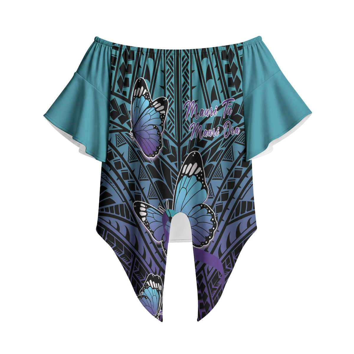 Personalised New Zealand Suicide Prevention Month Off Shoulder Wrap Waist Top Maori Mauri Tu Mauri Ora Polynesian Pattern LT22 - Polynesian Pride
