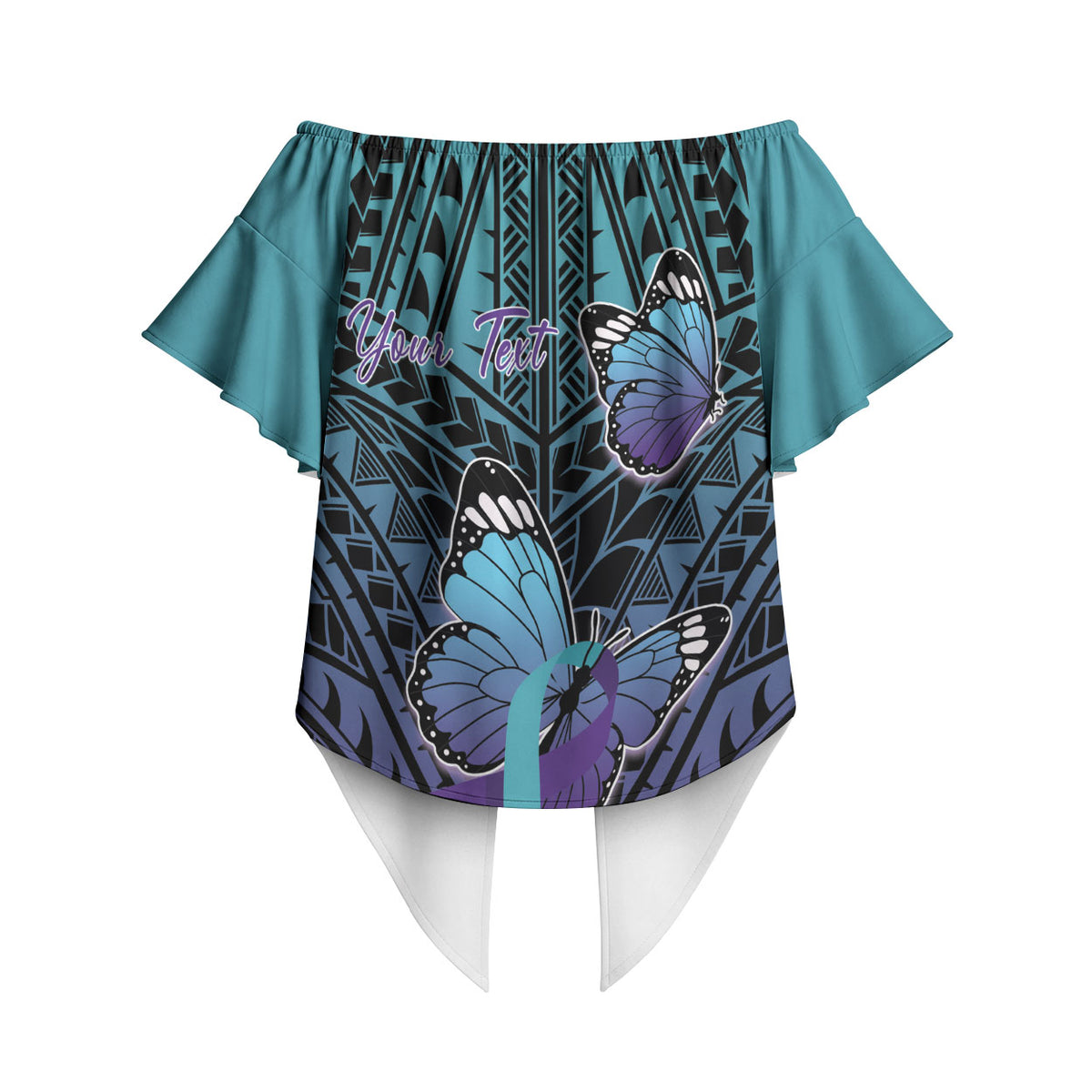 Personalised New Zealand Suicide Prevention Month Off Shoulder Wrap Waist Top Maori Mauri Tu Mauri Ora Polynesian Pattern LT22 - Polynesian Pride