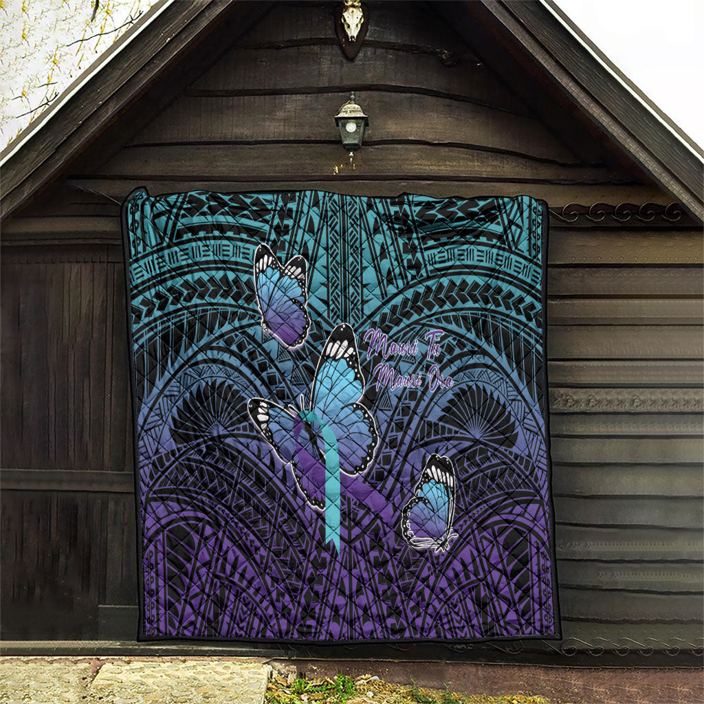 New Zealand Suicide Prevention Month Quilt Maori Mauri Tu Mauri Ora Polynesian Pattern LT22 - Polynesian Pride