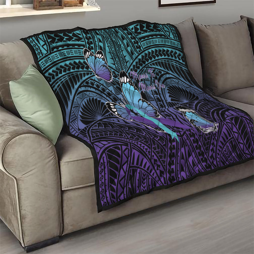 New Zealand Suicide Prevention Month Quilt Maori Mauri Tu Mauri Ora Polynesian Pattern LT22 - Polynesian Pride