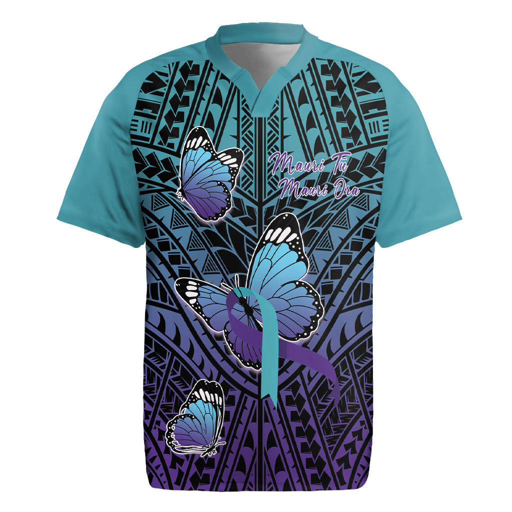 Personalised New Zealand Suicide Prevention Month Rugby Jersey Maori Mauri Tu Mauri Ora Polynesian Pattern LT22 Teal - Polynesian Pride