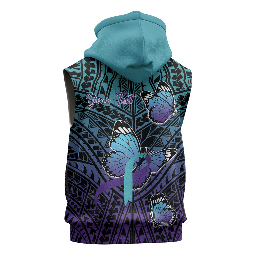 Personalised New Zealand Suicide Prevention Month Sleeveless Hoodie Maori Mauri Tu Mauri Ora Polynesian Pattern LT22 - Polynesian Pride