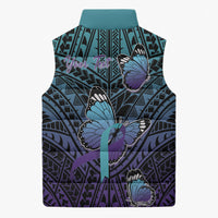 Personalised New Zealand Suicide Prevention Month Sleeveless Puffer Jacket Maori Mauri Tu Mauri Ora Polynesian Pattern LT22 - Polynesian Pride
