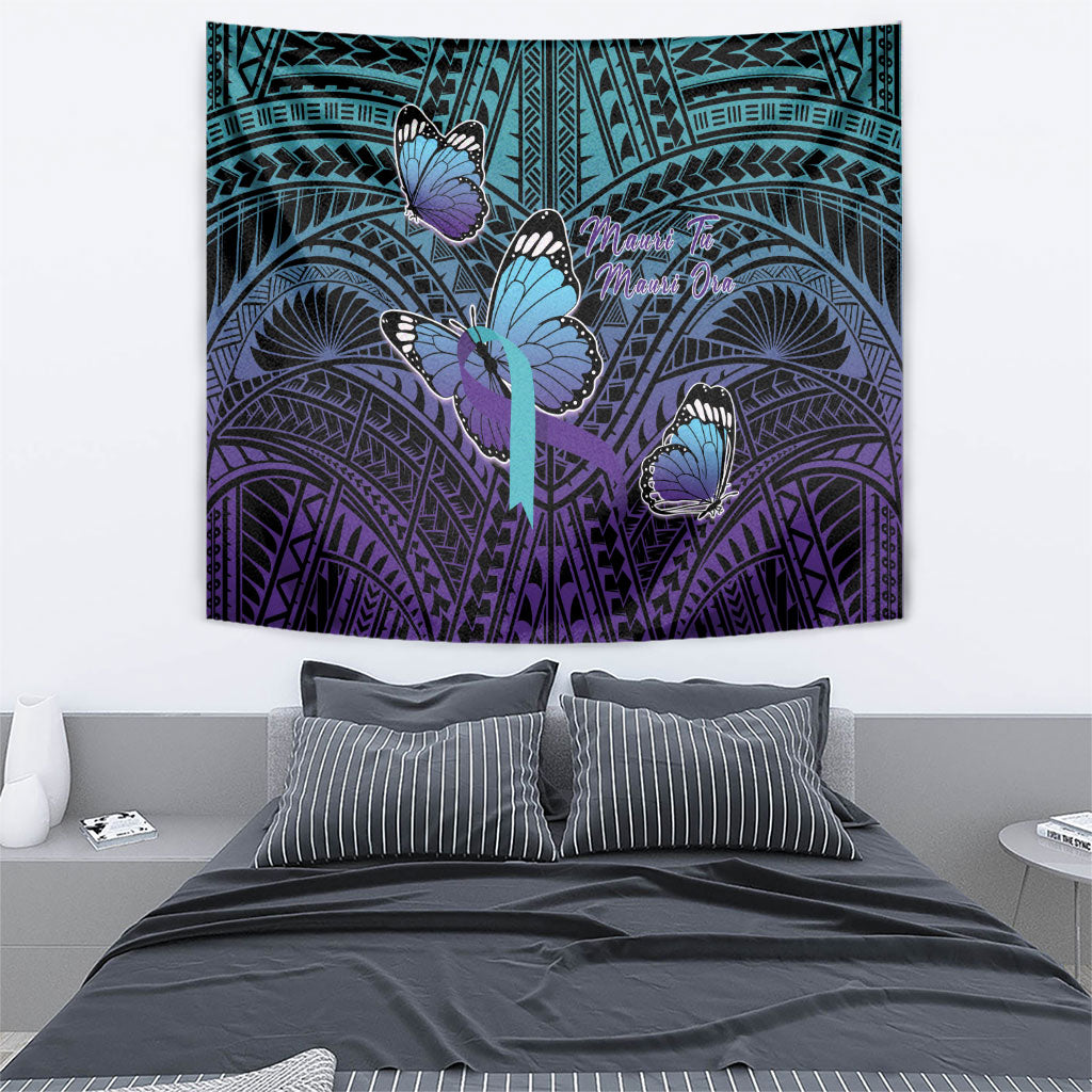 New Zealand Suicide Prevention Month Tapestry Maori Mauri Tu Mauri Ora Polynesian Pattern LT22 - Polynesian Pride