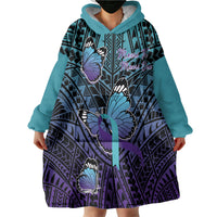 Personalised New Zealand Suicide Prevention Month Wearable Blanket Hoodie Maori Mauri Tu Mauri Ora Polynesian Pattern LT22 - Polynesian Pride