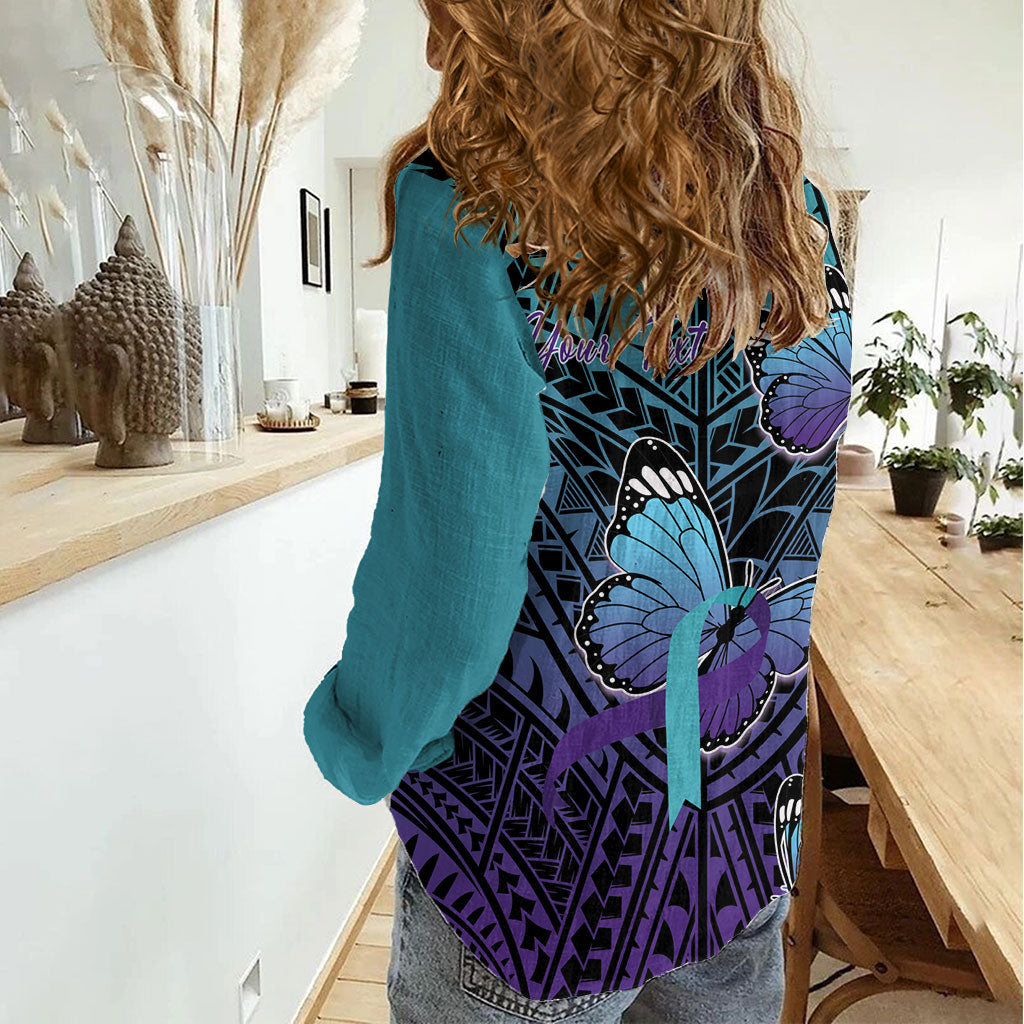 Personalised New Zealand Suicide Prevention Month Women Casual Shirt Maori Mauri Tu Mauri Ora Polynesian Pattern LT22 - Polynesian Pride