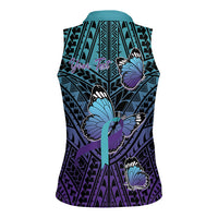 Personalised New Zealand Suicide Prevention Month Women Sleeveless Polo Shirt Maori Mauri Tu Mauri Ora Polynesian Pattern LT22 - Polynesian Pride