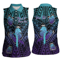 Personalised New Zealand Suicide Prevention Month Women Sleeveless Polo Shirt Maori Mauri Tu Mauri Ora Polynesian Pattern LT22 - Polynesian Pride