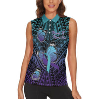 Personalised New Zealand Suicide Prevention Month Women Sleeveless Polo Shirt Maori Mauri Tu Mauri Ora Polynesian Pattern LT22 - Polynesian Pride