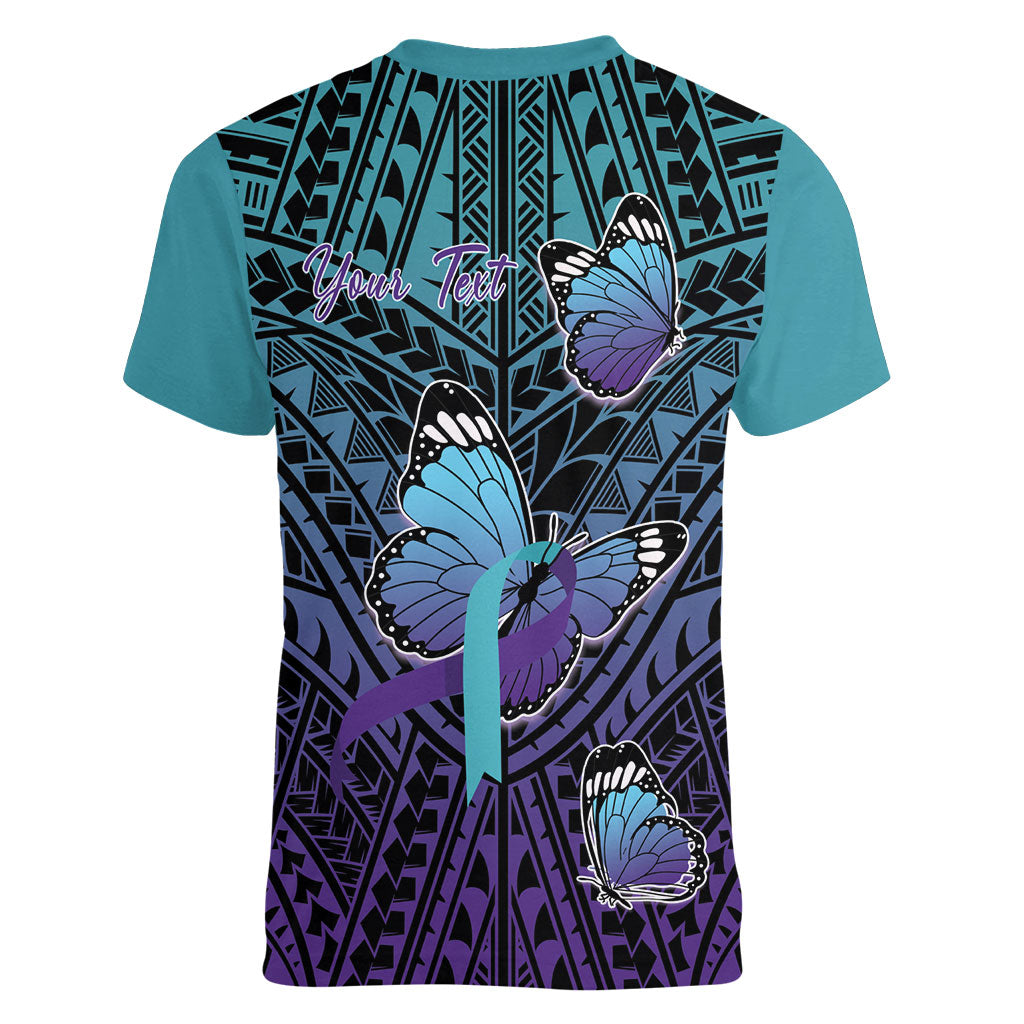 Personalised New Zealand Suicide Prevention Month Women V-Neck T-Shirt Maori Mauri Tu Mauri Ora Polynesian Pattern LT22 - Polynesian Pride