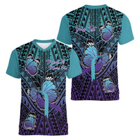 Personalised New Zealand Suicide Prevention Month Women V-Neck T-Shirt Maori Mauri Tu Mauri Ora Polynesian Pattern LT22 - Polynesian Pride