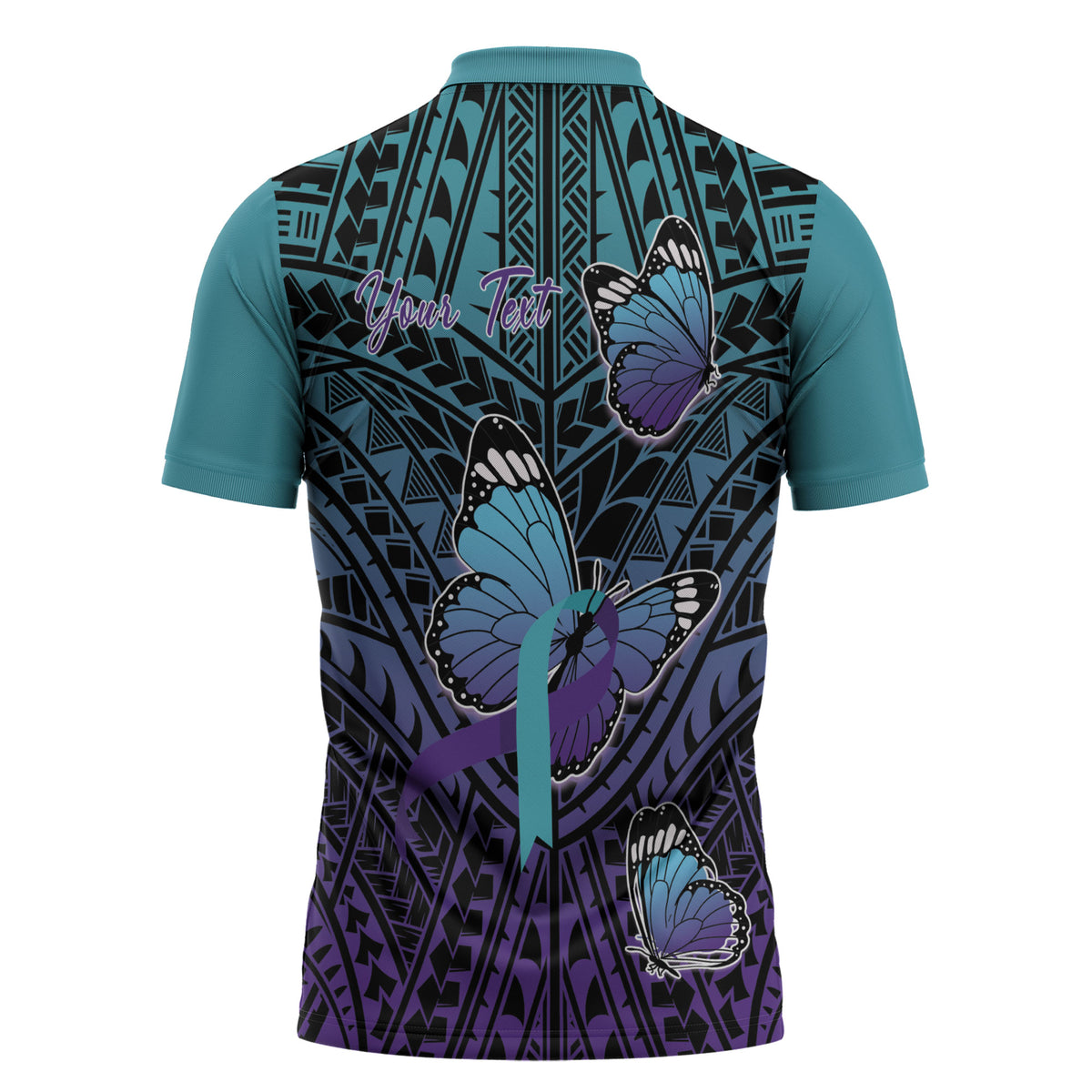 Personalised New Zealand Suicide Prevention Month Zipper Polo Shirt Maori Mauri Tu Mauri Ora Polynesian Pattern LT22 - Polynesian Pride