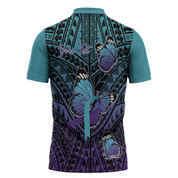 Personalised New Zealand Suicide Prevention Month Zipper Polo Shirt Maori Mauri Tu Mauri Ora Polynesian Pattern LT22 - Polynesian Pride