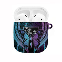 Polynesia Suicide Prevention Month AirPods Case Semicolon Butterfly Never Give Up Polynesian Pattern LT22 Teal - Polynesian Pride