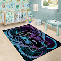 Polynesia Suicide Prevention Month Area Rug Semicolon Butterfly Never Give Up Polynesian Pattern LT22 - Polynesian Pride