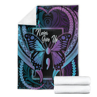 Polynesia Suicide Prevention Month Blanket Semicolon Butterfly Never Give Up Polynesian Pattern LT22 - Polynesian Pride
