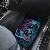 Personalised Polynesia Suicide Prevention Month Car Mats Semicolon Butterfly Never Give Up Polynesian Pattern LT22 - Polynesian Pride