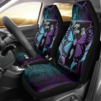 Polynesia Suicide Prevention Month Car Seat Cover Semicolon Butterfly Never Give Up Polynesian Pattern LT22 - Polynesian Pride