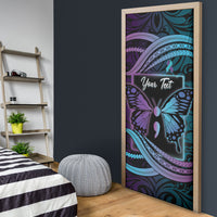 Personalised Polynesia Suicide Prevention Month Door Cover Semicolon Butterfly Never Give Up Polynesian Pattern LT22 - Polynesian Pride