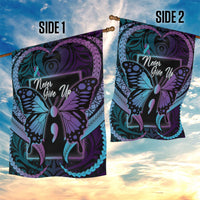 Polynesia Suicide Prevention Month Garden Flag Semicolon Butterfly Never Give Up Polynesian Pattern LT22 - Polynesian Pride