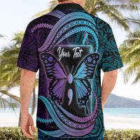 Personalised Polynesia Suicide Prevention Month Hawaiian Shirt Semicolon Butterfly Never Give Up Polynesian Pattern LT22 - Polynesian Pride