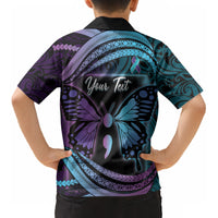 Personalised Polynesia Suicide Prevention Month Kid Hawaiian Shirt Semicolon Butterfly Never Give Up Polynesian Pattern LT22 - Polynesian Pride