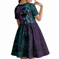 Personalised Polynesia Suicide Prevention Month Kid Short Sleeve Dress Semicolon Butterfly Never Give Up Polynesian Pattern LT22 - Polynesian Pride