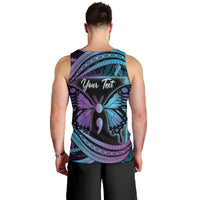 Personalised Polynesia Suicide Prevention Month Men Tank Top Semicolon Butterfly Never Give Up Polynesian Pattern LT22 - Polynesian Pride