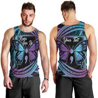 Personalised Polynesia Suicide Prevention Month Men Tank Top Semicolon Butterfly Never Give Up Polynesian Pattern LT22 - Polynesian Pride