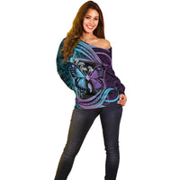 Personalised Polynesia Suicide Prevention Month Off Shoulder Sweater Semicolon Butterfly Never Give Up Polynesian Pattern LT22 - Polynesian Pride