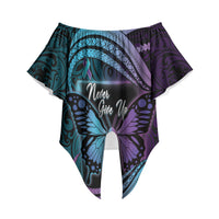 Personalised Polynesia Suicide Prevention Month Off Shoulder Wrap Waist Top Semicolon Butterfly Never Give Up Polynesian Pattern LT22 - Polynesian Pride