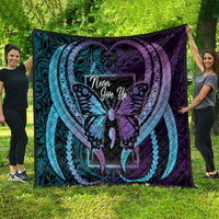 Polynesia Suicide Prevention Month Quilt Semicolon Butterfly Never Give Up Polynesian Pattern LT22 - Polynesian Pride