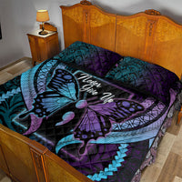 Polynesia Suicide Prevention Month Quilt Bed Set Semicolon Butterfly Never Give Up Polynesian Pattern LT22 - Polynesian Pride