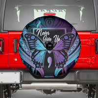 Polynesia Suicide Prevention Month Spare Tire Cover Semicolon Butterfly Never Give Up Polynesian Pattern LT22 - Polynesian Pride