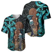 New Zealand Tui Bird Wahaika Baseball Jersey Maori Weapon Paua Shell Koru Pattern LT22 - Polynesian Pride