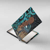 New Zealand Tui Bird Wahaika Canvas Wall Art Maori Weapon Paua Shell Koru Pattern LT22 With Frame Black - Polynesian Pride